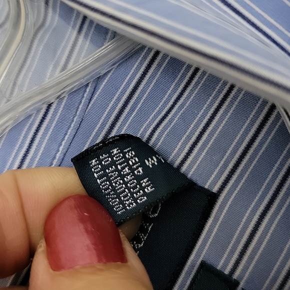 Ralph Lauren Blue Multicolored Pin Striped Dress Shirt XL - Picture 6 of 11